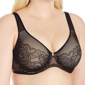 NWT Wacoal Women's Stark Beauty Rose Lace Underwire Bra 32G Black & Cream New